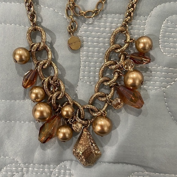Stunning Givenchy Vintage Faux Pearl & Amber Crystals Necklace—Like New!! - Picture 1 of 10